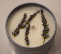 Lavender Candle — soy candle tin topped with dried lavender sprigs
